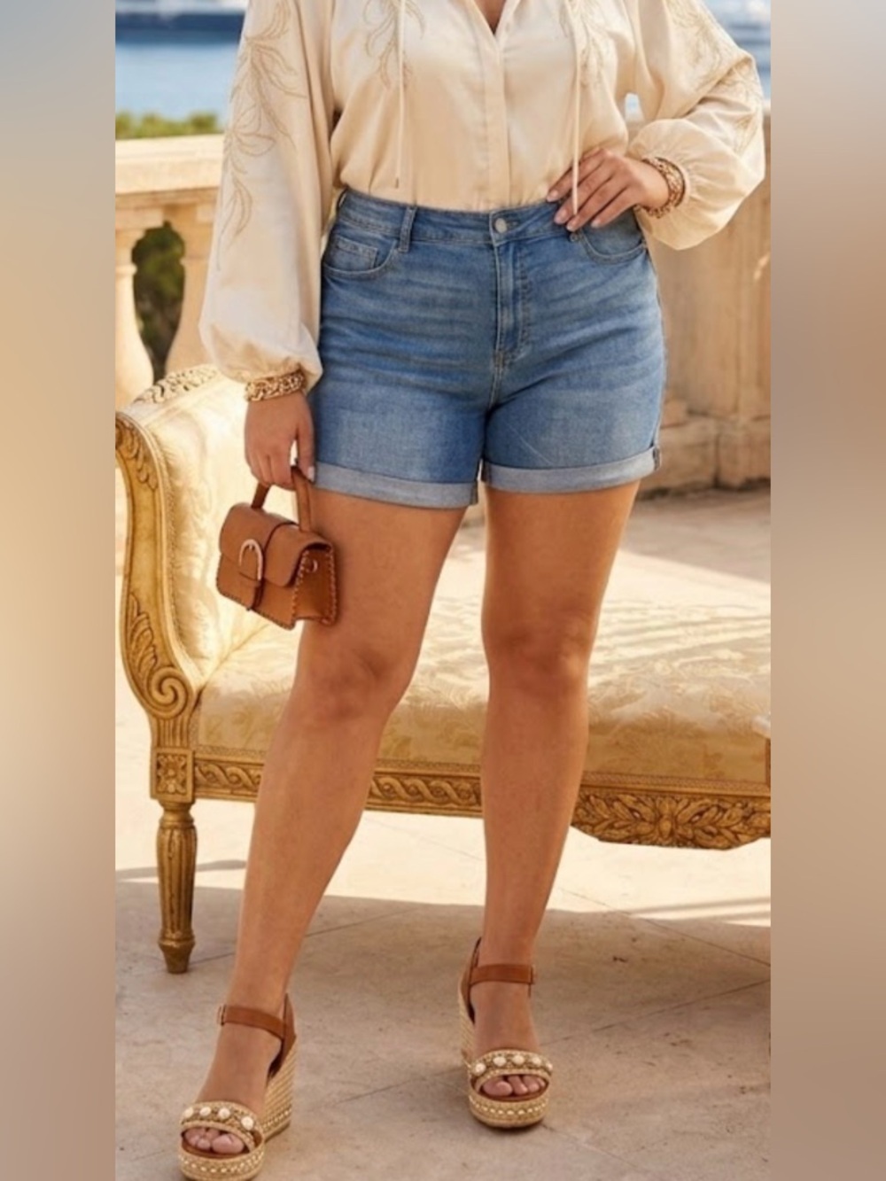 Judy Blue Light Blue Rolled Hem Denim Shorts